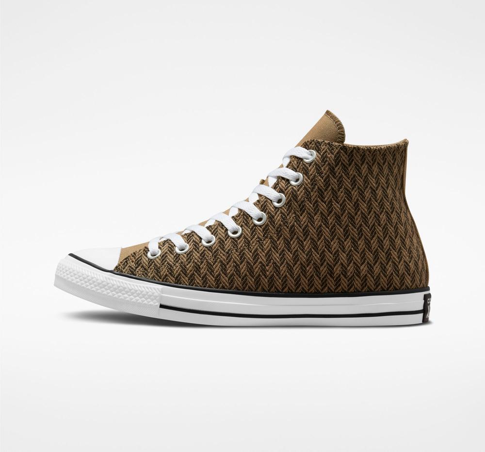 Dámské Vysoké Converse Chuck Taylor All Star Herringbone Unisex Hnědé Bílé | 547901JLP