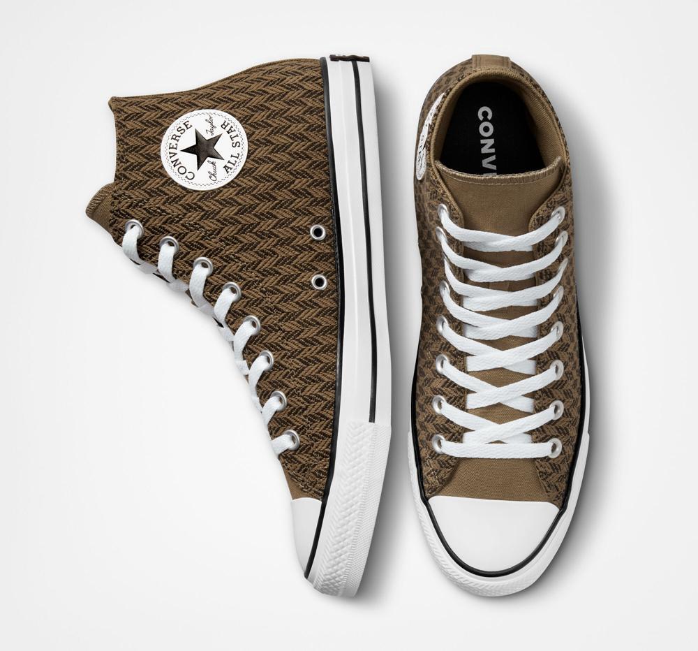 Dámské Vysoké Converse Chuck Taylor All Star Herringbone Unisex Hnědé Bílé | 547901JLP