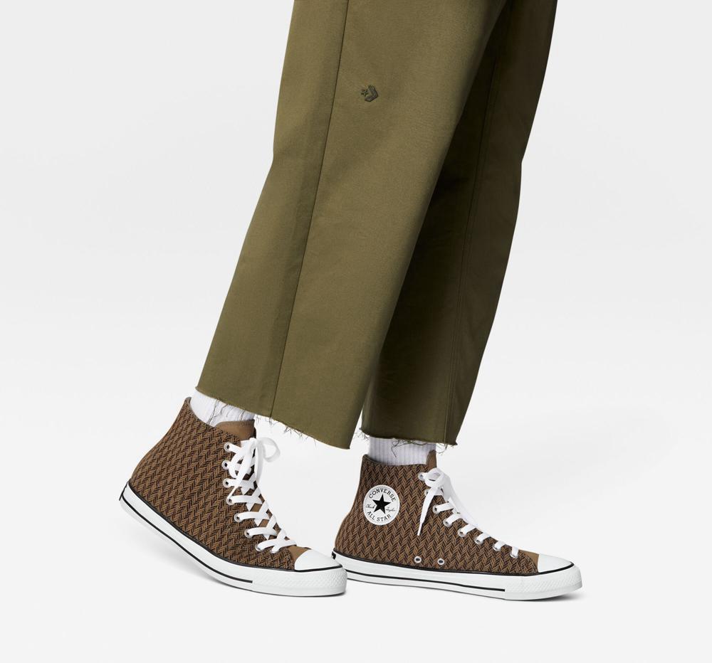 Dámské Vysoké Converse Chuck Taylor All Star Herringbone Unisex Hnědé Bílé | 547901JLP