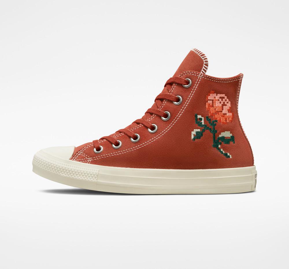 Dámské Vysoké Converse Chuck Taylor All Star Embroidered Roses Oranžové | 631247LXF