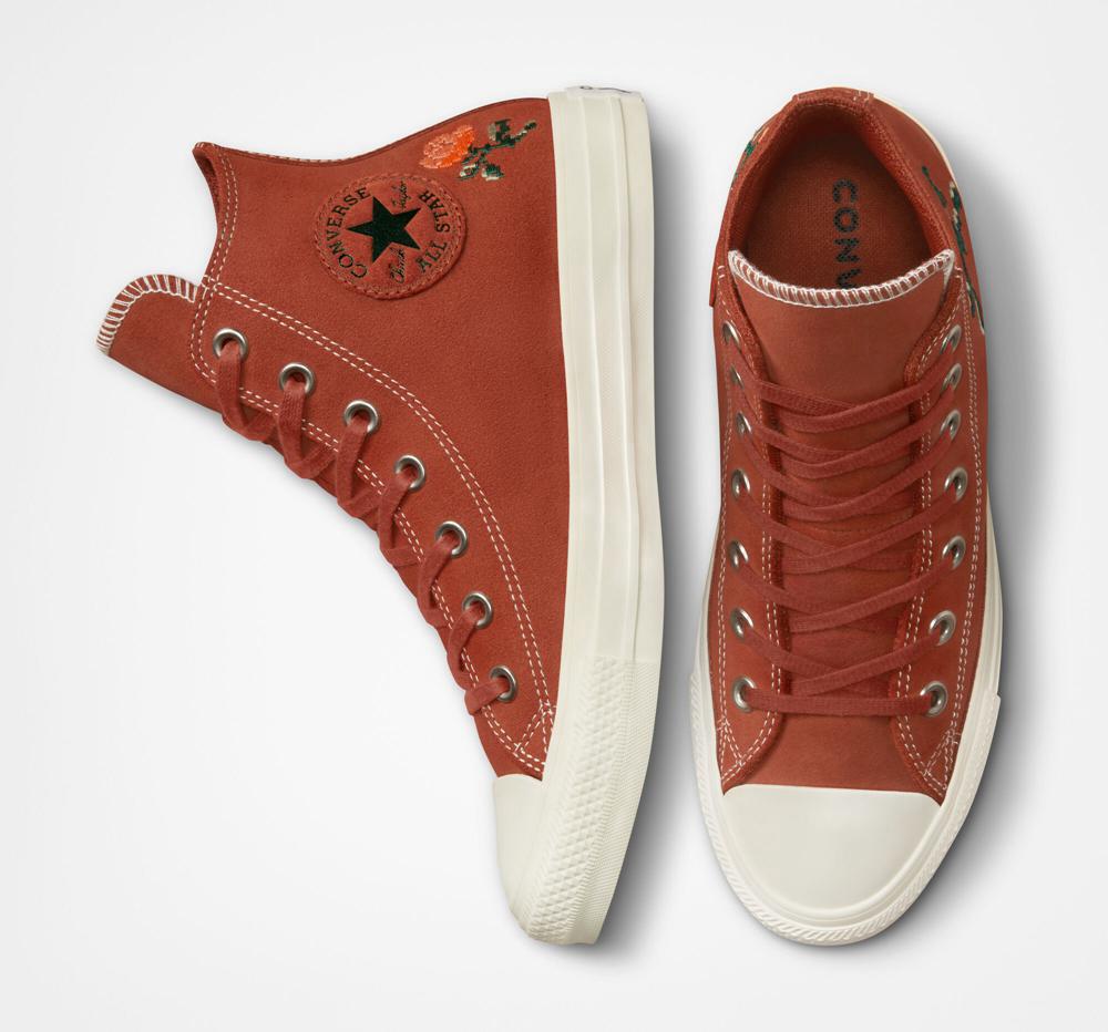 Dámské Vysoké Converse Chuck Taylor All Star Embroidered Roses Oranžové | 631247LXF