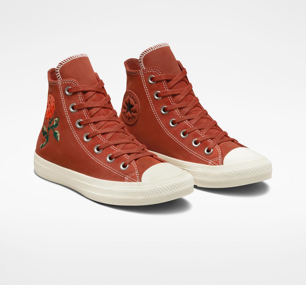 Dámské Vysoké Converse Chuck Taylor All Star Embroidered Roses Oranžové | 631247LXF