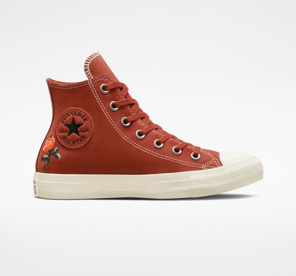 Dámské Vysoké Converse Chuck Taylor All Star Embroidered Roses Oranžové | 631247LXF