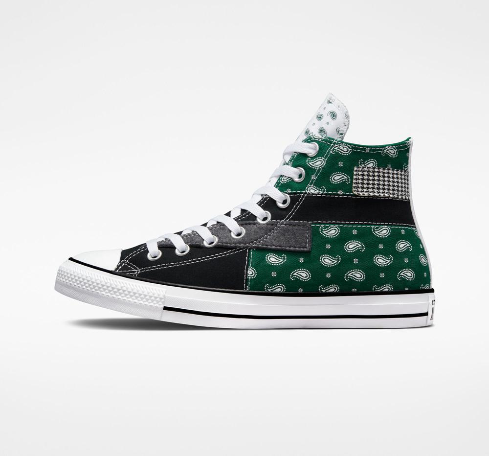 Dámské Vysoké Converse Chuck Taylor All Star Hacked Patterns Unisex Zelene Černé Bílé | 786204ILS