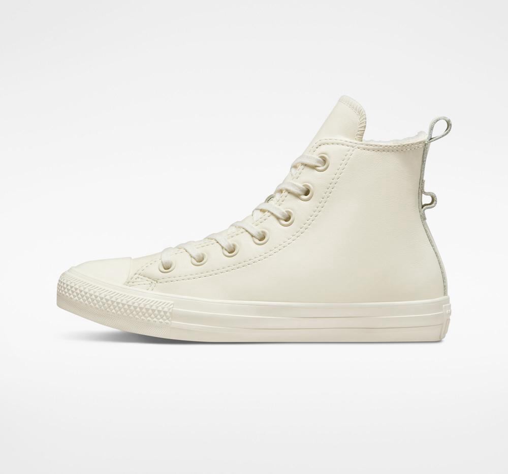 Dámské Vysoké Converse Chuck Taylor All Star Podšité Læder Bílé Bílé | 856271TCG