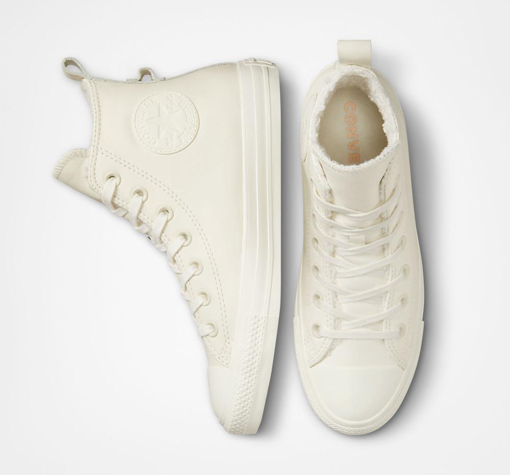 Dámské Vysoké Converse Chuck Taylor All Star Podšité Læder Bílé Bílé | 856271TCG