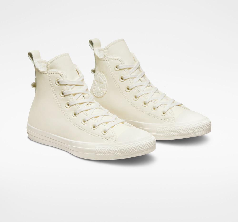 Dámské Vysoké Converse Chuck Taylor All Star Podšité Læder Bílé Bílé | 856271TCG