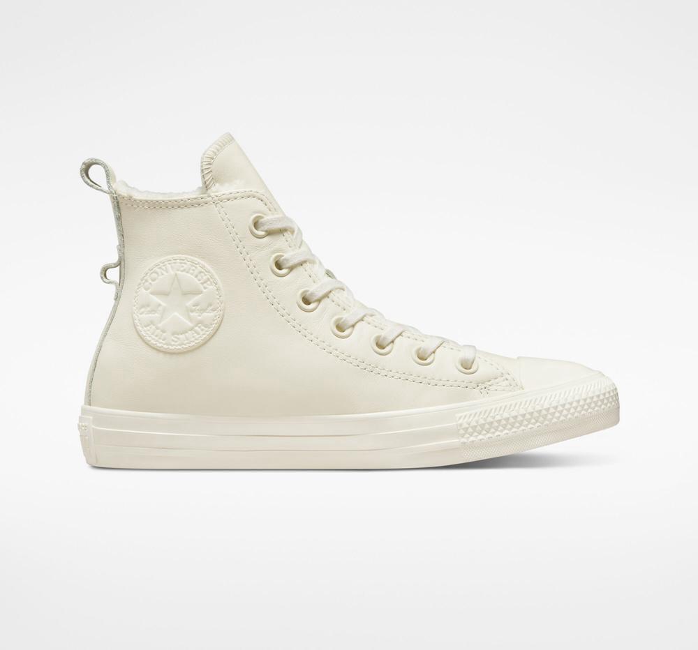 Dámské Vysoké Converse Chuck Taylor All Star Podšité Læder Bílé Bílé | 856271TCG