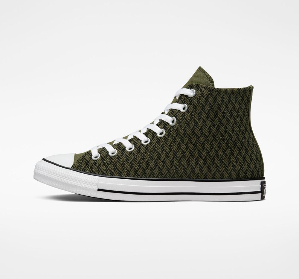 Dámské Vysoké Converse Chuck Taylor All Star Herringbone Unisex Zelene Černé Bílé | 863715VSB