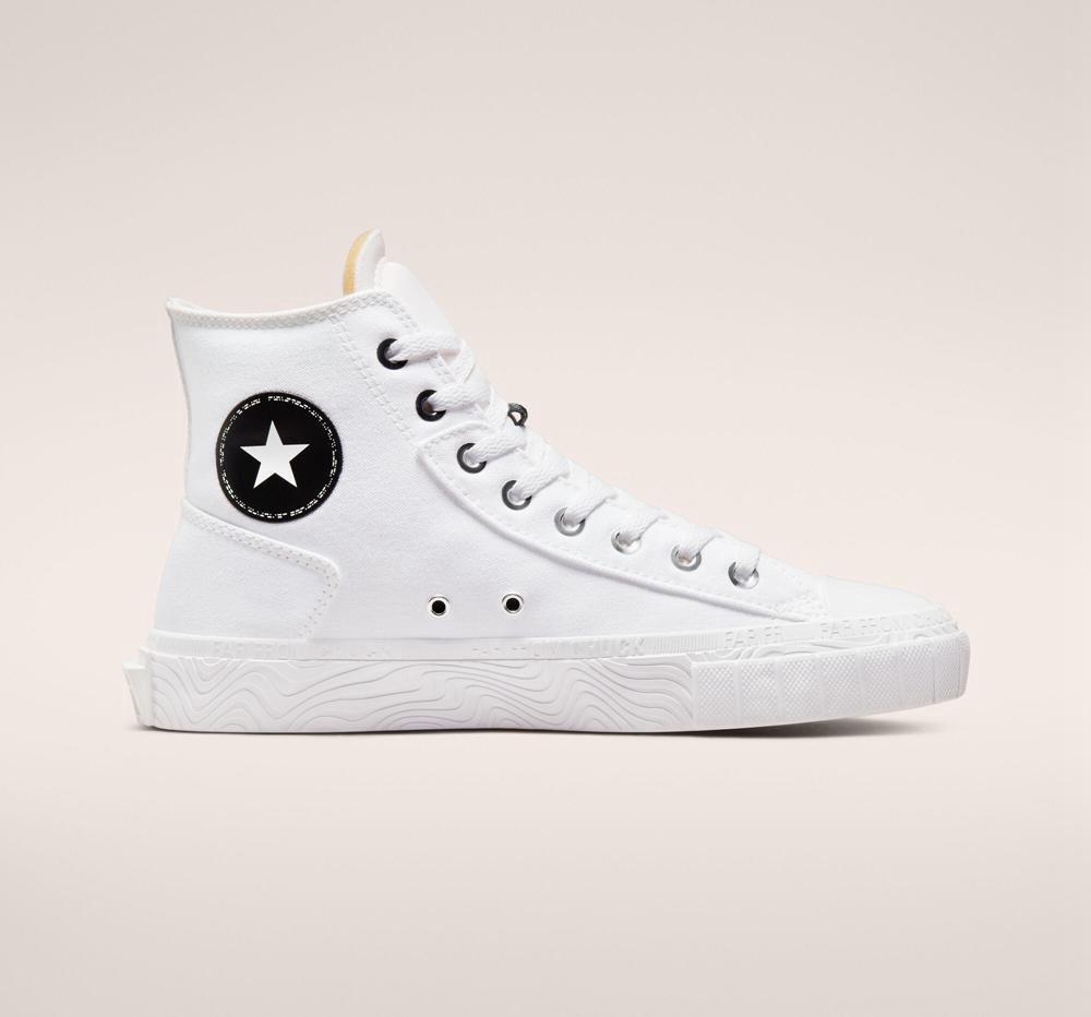 Dámské Vysoké Converse Chuck Taylor Alt Star Platene Unisex Bílé Černé Bílé | 321608JVZ