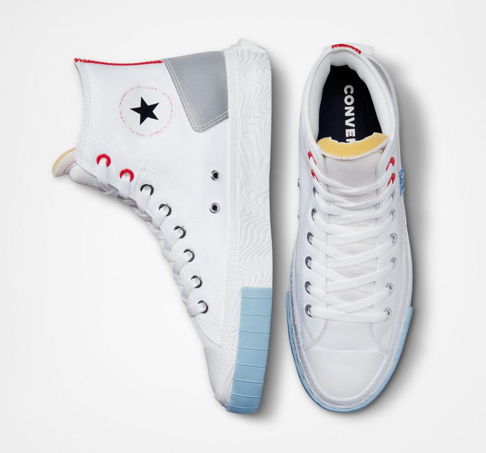 Dámské Vysoké Converse Chuck Taylor Alt Star Reflective Shine Unisex Bílé Červené Blankyt | 430961CRW