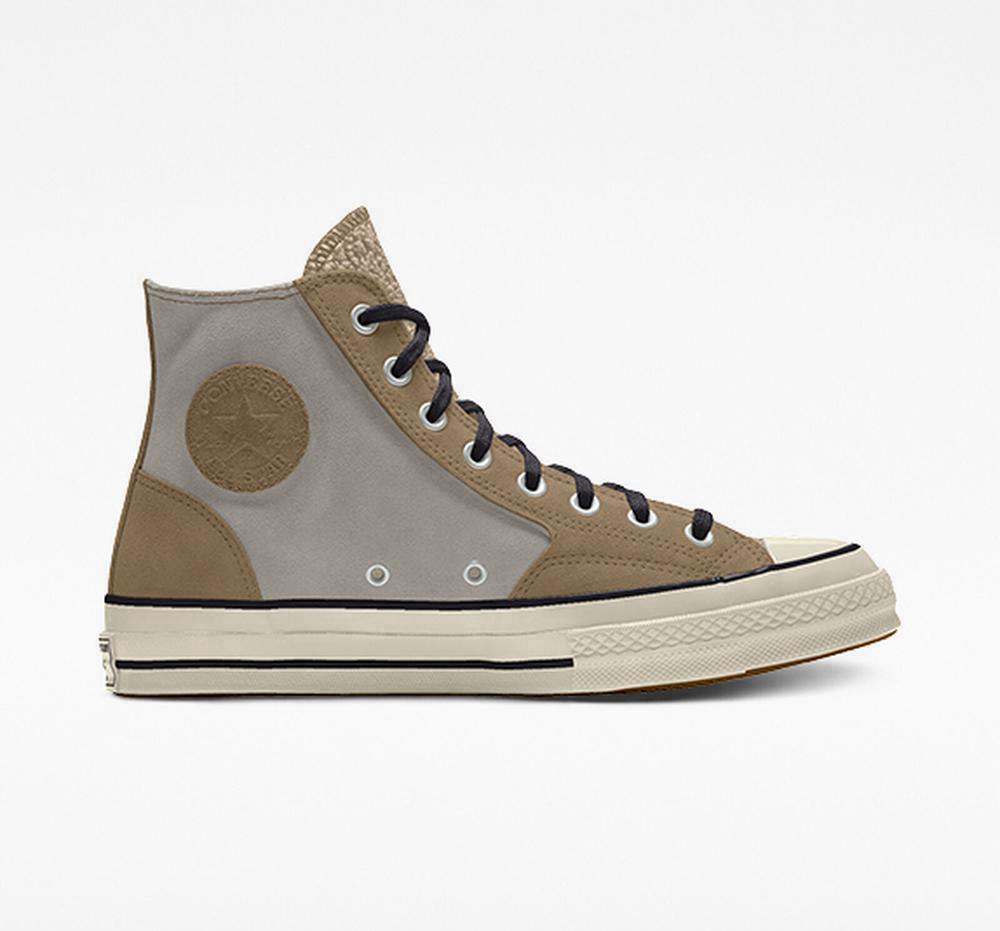 Dámské Vysoké Converse Custom Chuck 70 Semišové By You Unisex Zelene Hnědé | 427163LZO