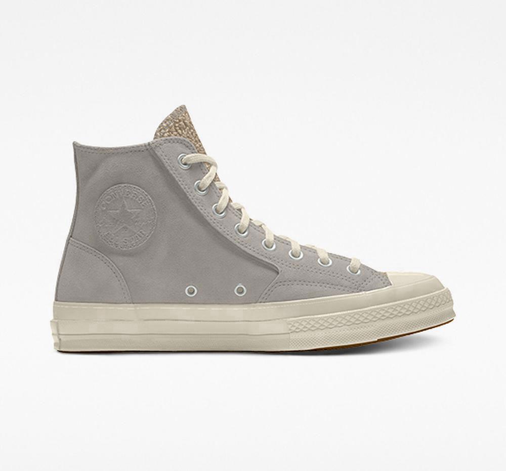 Dámské Vysoké Converse Custom Chuck 70 Semišové By You Unisex Šedé | 459832PKJ