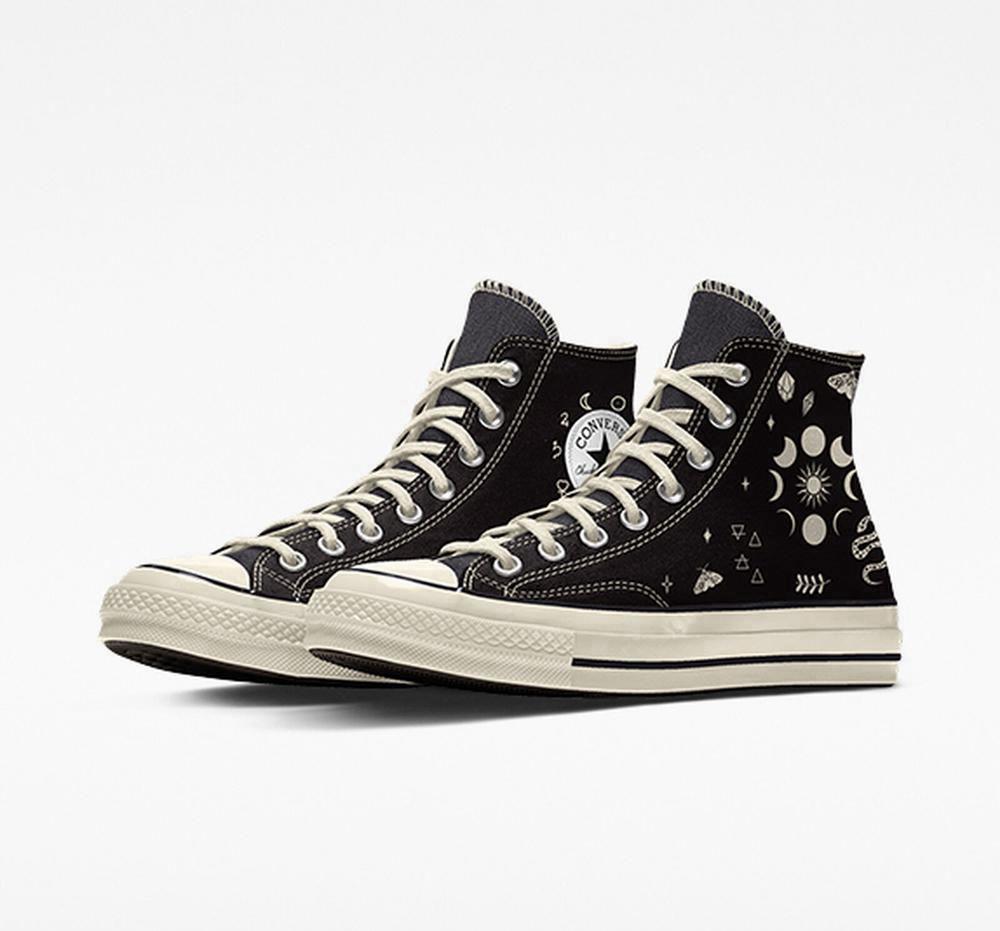 Dámské Vysoké Converse Custom Chuck 70 Vintage Platene By You Unisex Černé | 583792ZKI