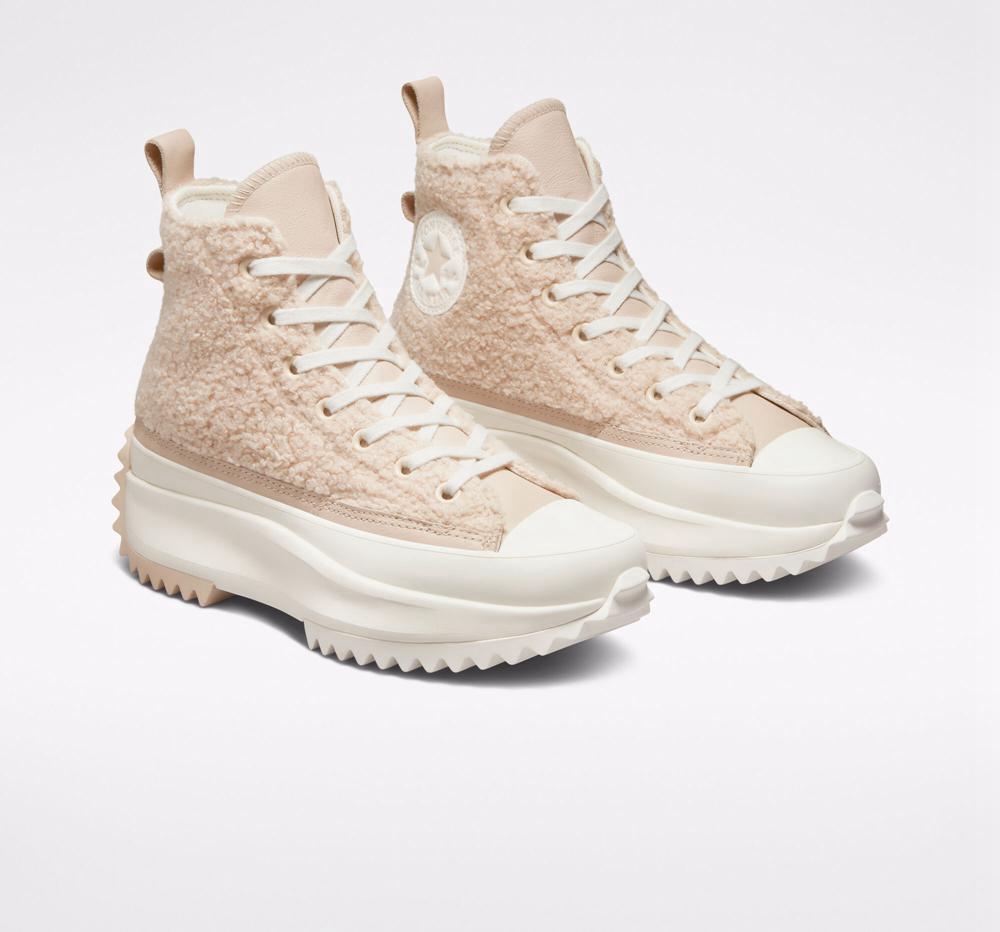 Dámské Vysoké Converse Run Star Hike Platformy Sherpa Unisex Béžový | 785169RFG