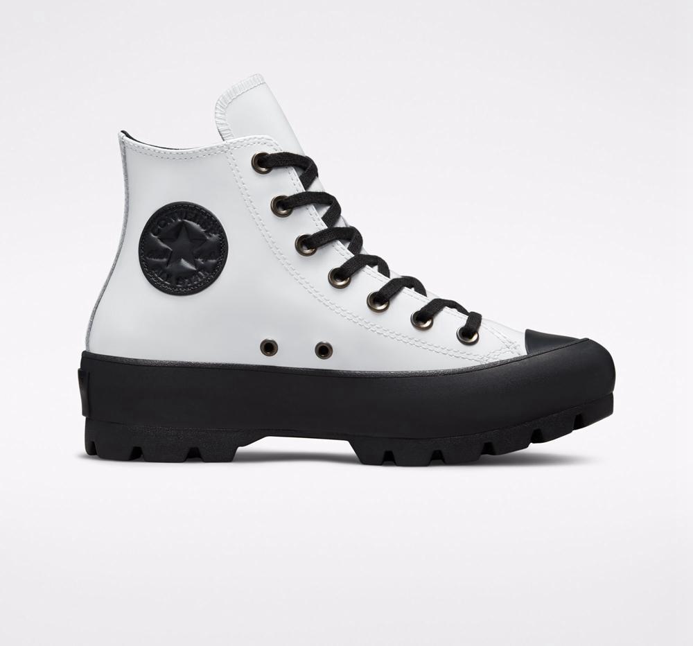 Dámské Vysoké Converse Surface Fusion Lugged Chuck Taylor All Star Bílé Bílé Černé | 532986HMS