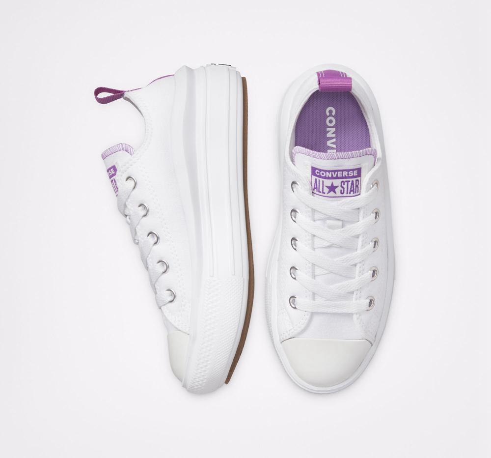 Dívčí Nízké Converse Chuck Taylor All Star Move Platformy Little Kids Bílé Fialové Bílé | 017496PCR