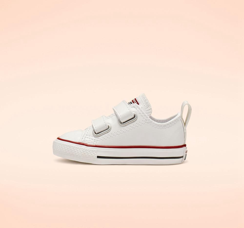 Dívčí Nízké Converse Chuck Taylor All Star Easy On Læder Toddler Bílé | 109675HPQ