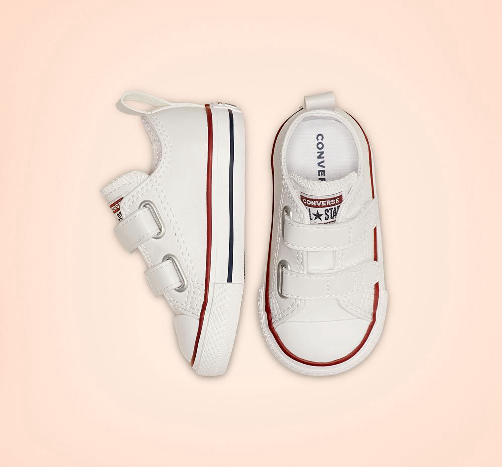 Dívčí Nízké Converse Chuck Taylor All Star Easy On Læder Toddler Bílé | 109675HPQ