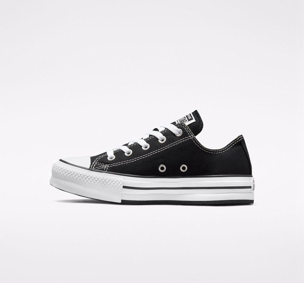 Dívčí Nízké Converse Chuck Taylor All Star Lift Platformy Big Kids Černé Bílé Černé | 120975ZYP