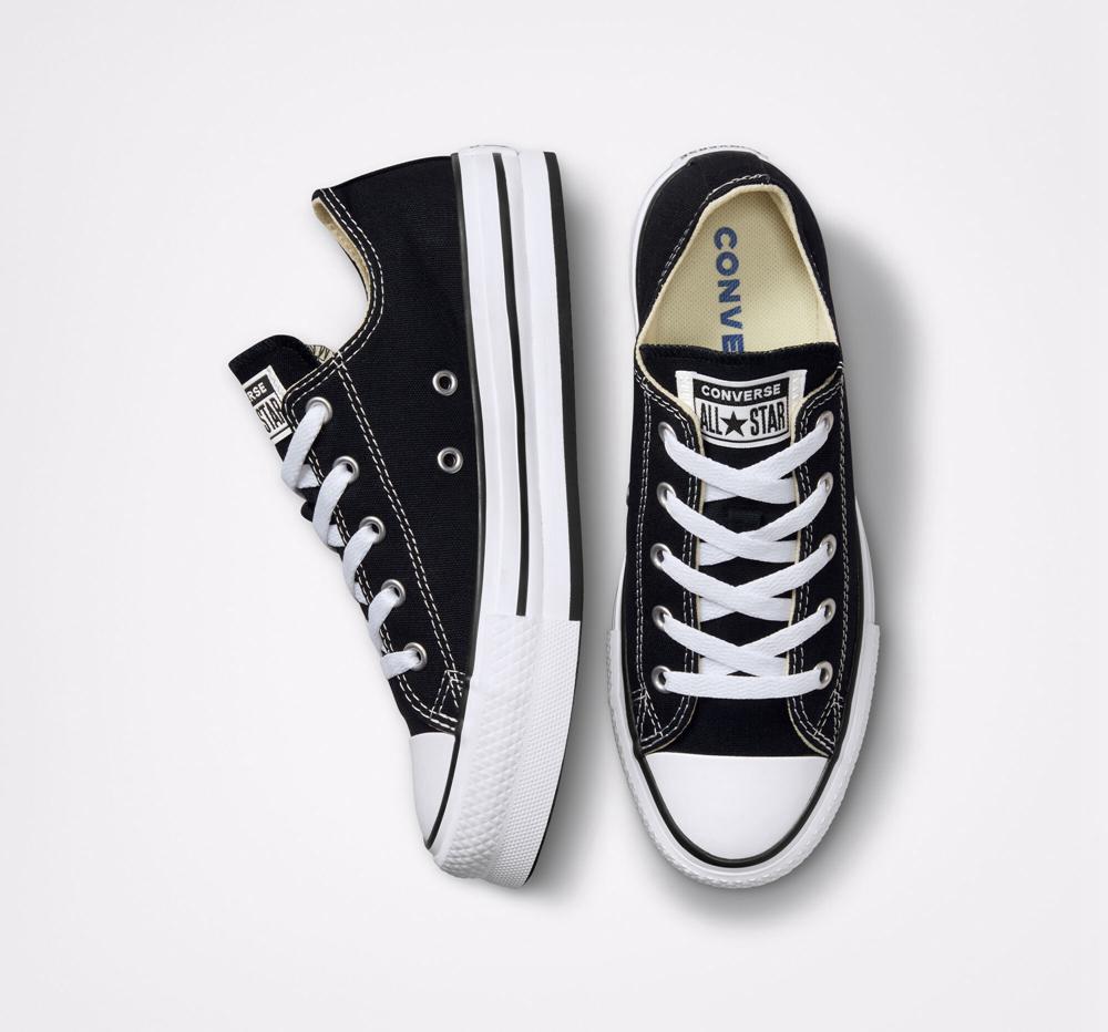 Dívčí Nízké Converse Chuck Taylor All Star Lift Platformy Big Kids Černé Bílé Černé | 120975ZYP