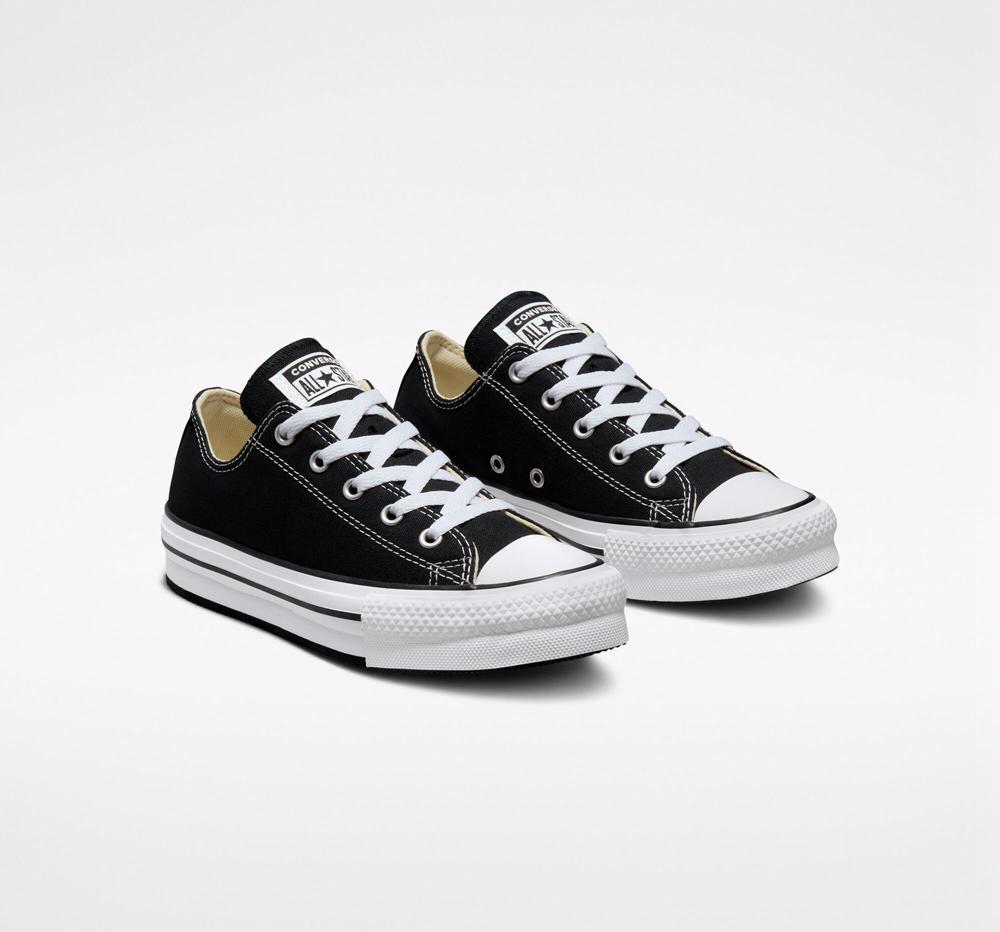 Dívčí Nízké Converse Chuck Taylor All Star Lift Platformy Big Kids Černé Bílé Černé | 120975ZYP