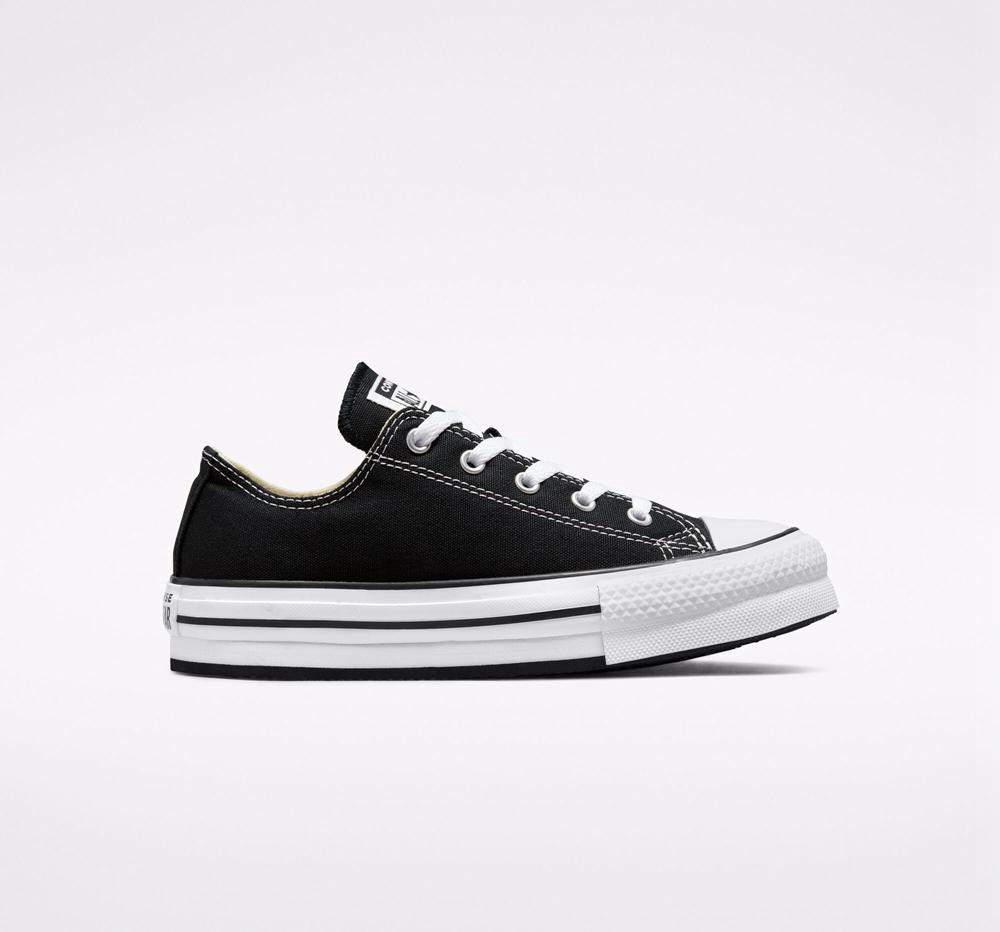 Dívčí Nízké Converse Chuck Taylor All Star Lift Platformy Big Kids Černé Bílé Černé | 120975ZYP