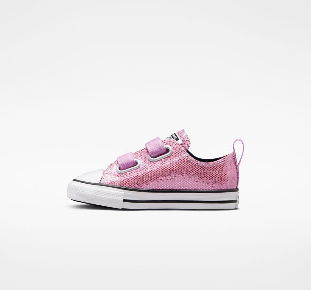 Dívčí Nízké Converse Chuck Taylor All Star Easy On Glitter Toddler Růžové Růžové Černé | 209571PVC