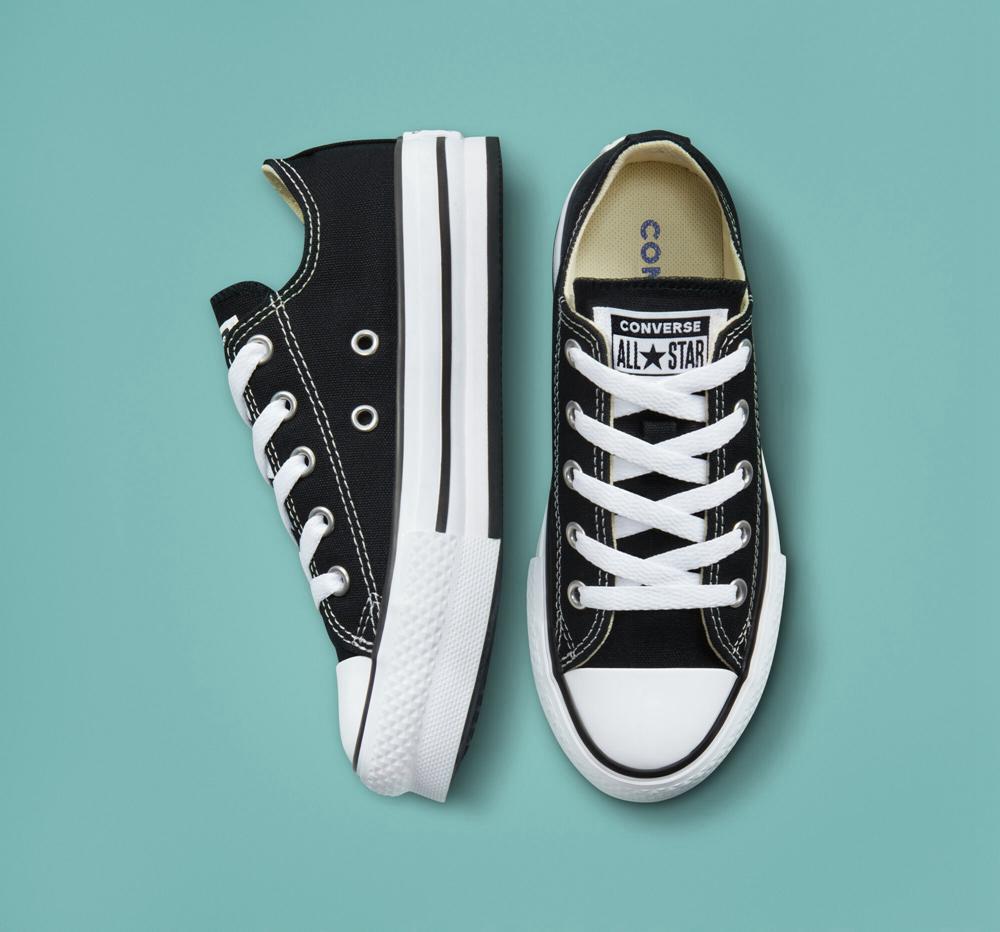 Dívčí Nízké Converse Chuck Taylor All Star Lift Platformy Little Kids Černé Bílé Černé | 423057UTB