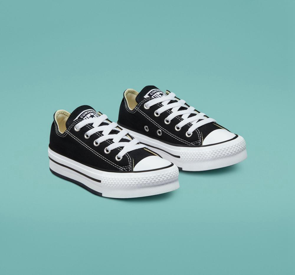 Dívčí Nízké Converse Chuck Taylor All Star Lift Platformy Little Kids Černé Bílé Černé | 423057UTB