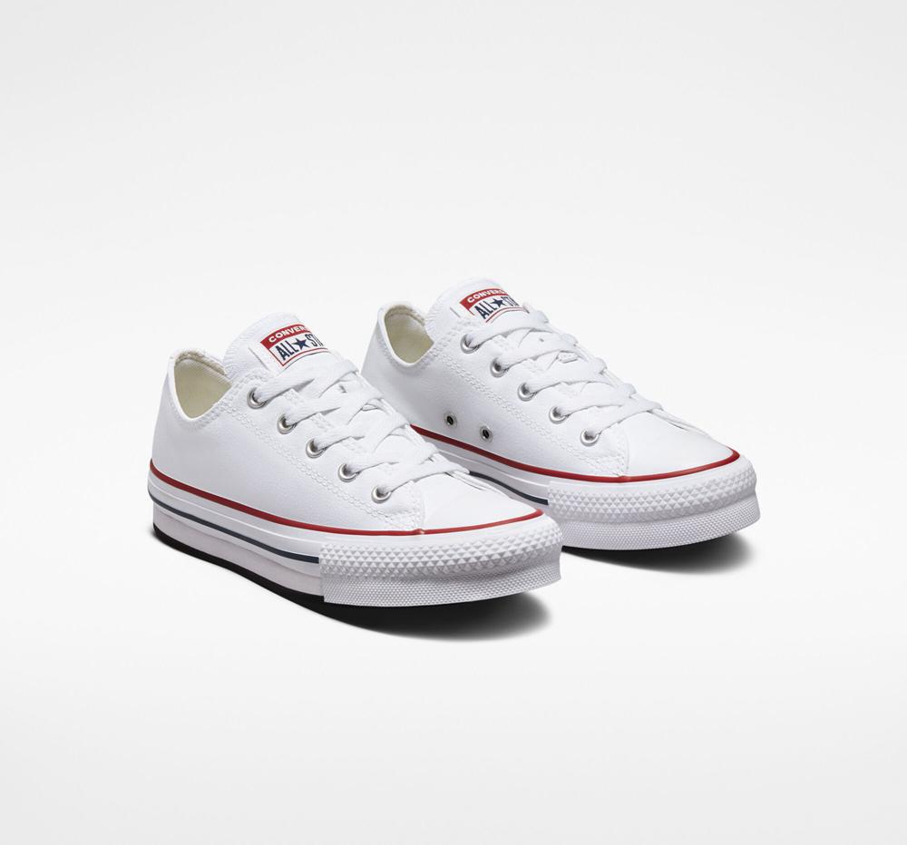 Dívčí Nízké Converse Chuck Taylor All Star Lift Platformy Big Kids Bílé Tmavě Blankyt | 502348XEL