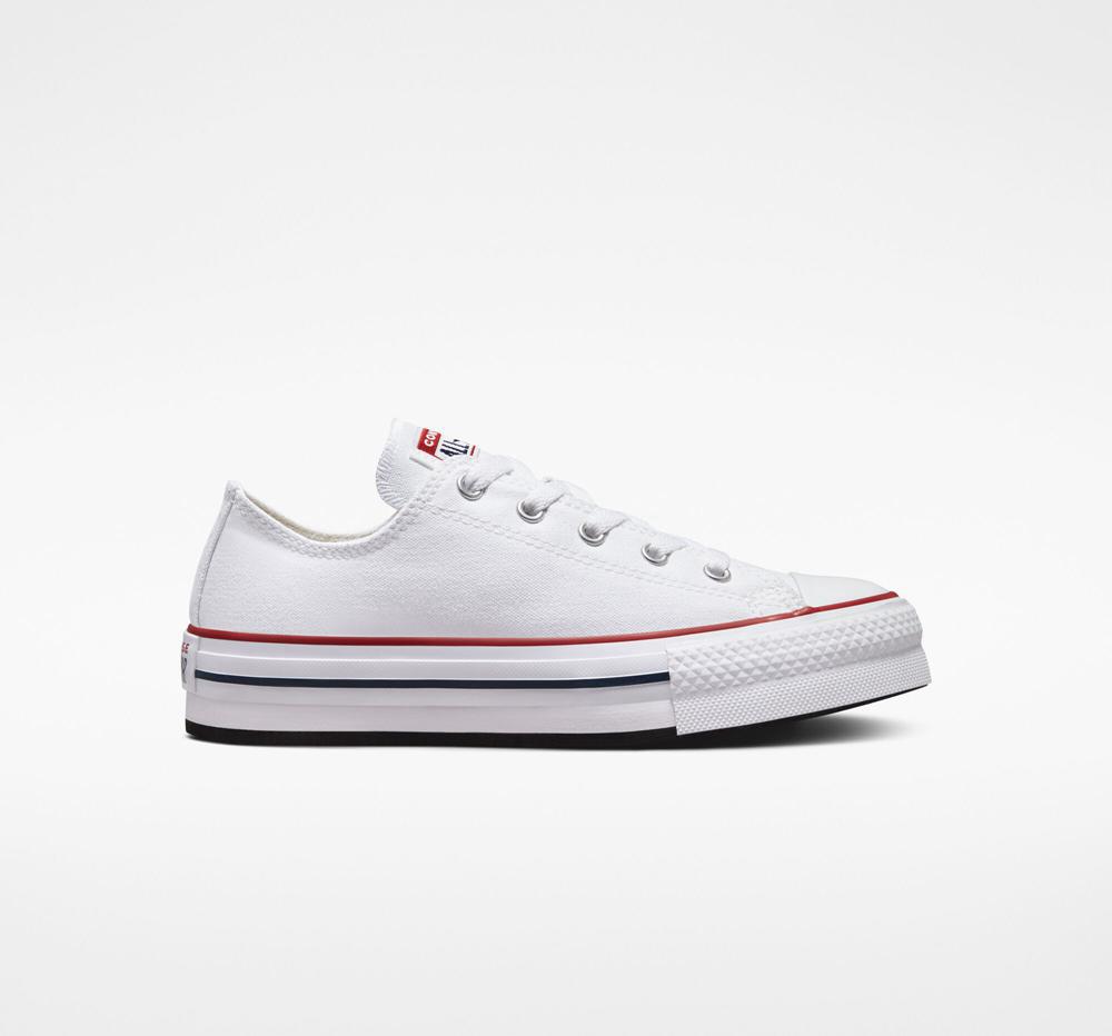 Dívčí Nízké Converse Chuck Taylor All Star Lift Platformy Big Kids Bílé Tmavě Blankyt | 502348XEL