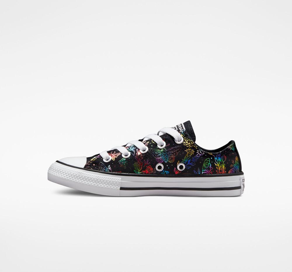 Dívčí Nízké Converse Chuck Taylor All Star Butterfly Shine Little Kids Černé Růžové Fialové Blankyt | 689713DKR