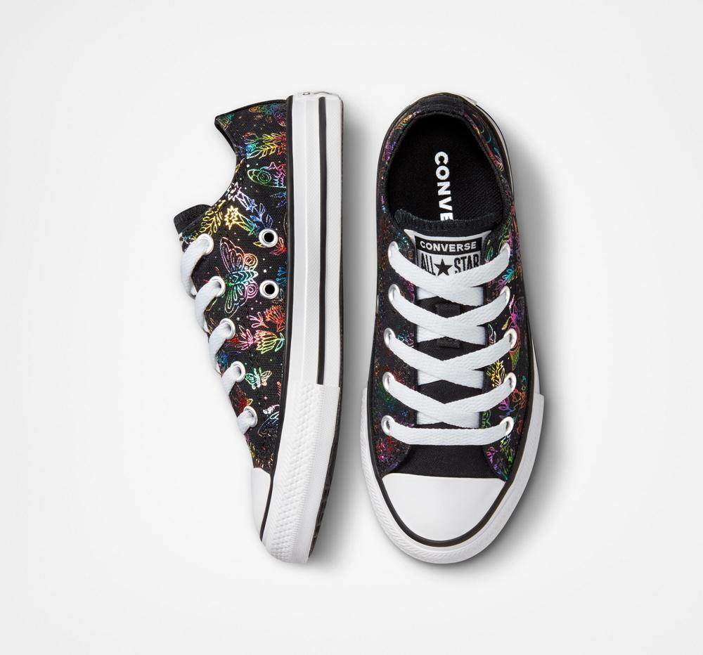 Dívčí Nízké Converse Chuck Taylor All Star Butterfly Shine Little Kids Černé Růžové Fialové Blankyt | 689713DKR