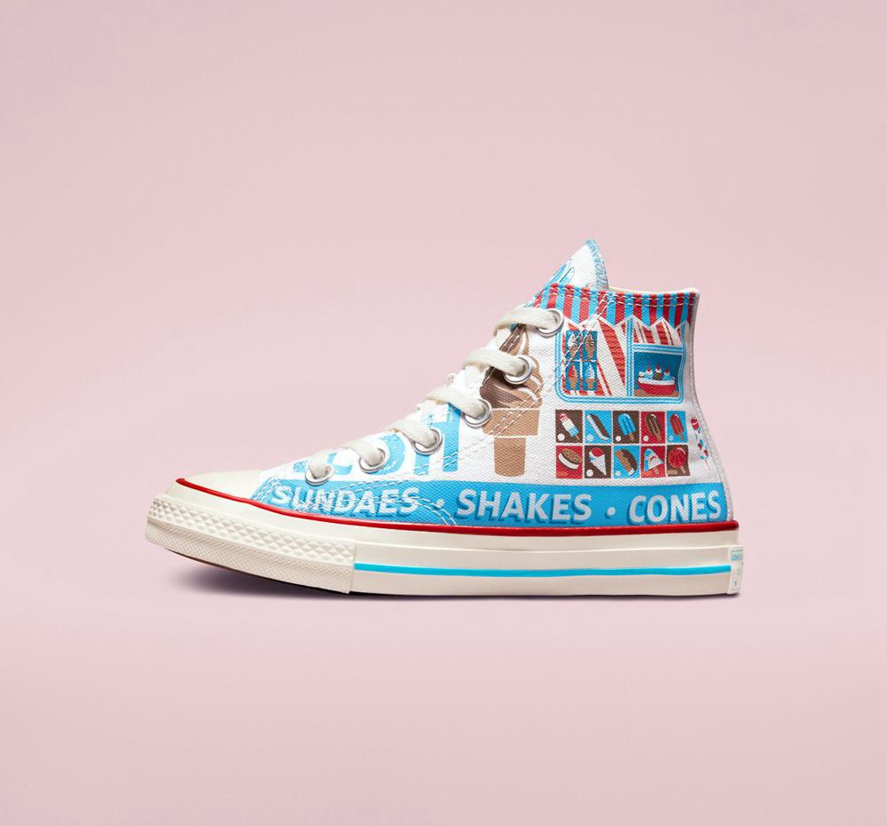 Dívčí Vysoké Converse Chuck 70 Sweet Scoops Little Kids Bílé Blankyt Červené | 207685JOQ