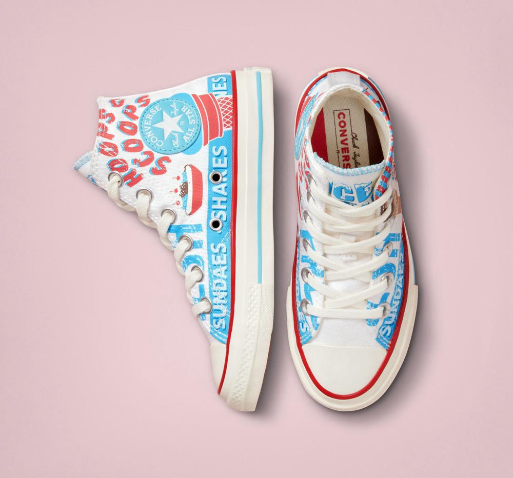 Dívčí Vysoké Converse Chuck 70 Sweet Scoops Little Kids Bílé Blankyt Červené | 207685JOQ