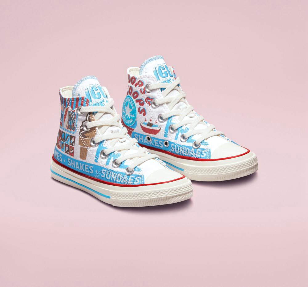 Dívčí Vysoké Converse Chuck 70 Sweet Scoops Little Kids Bílé Blankyt Červené | 207685JOQ