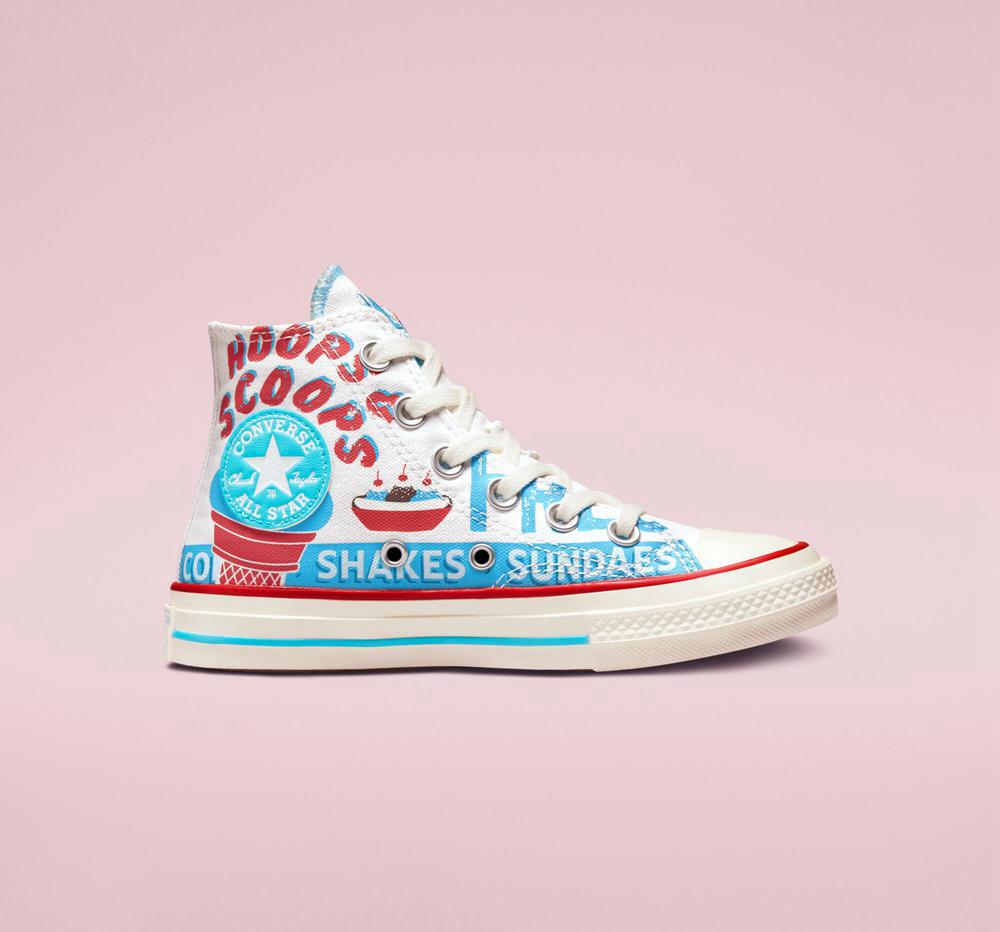 Dívčí Vysoké Converse Chuck 70 Sweet Scoops Little Kids Bílé Blankyt Červené | 207685JOQ