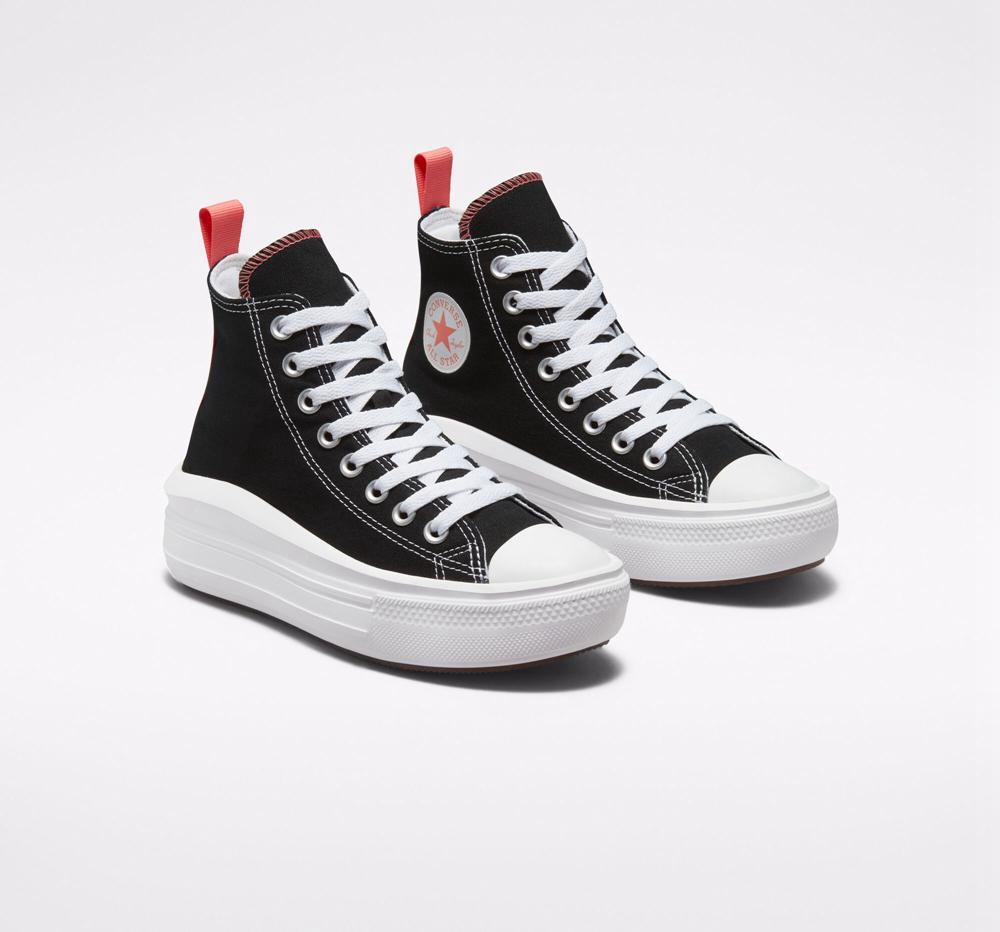 Dívčí Vysoké Converse Chuck Taylor All Star Move Platformy Big Kids Černé Růžové Bílé | 047396RXG