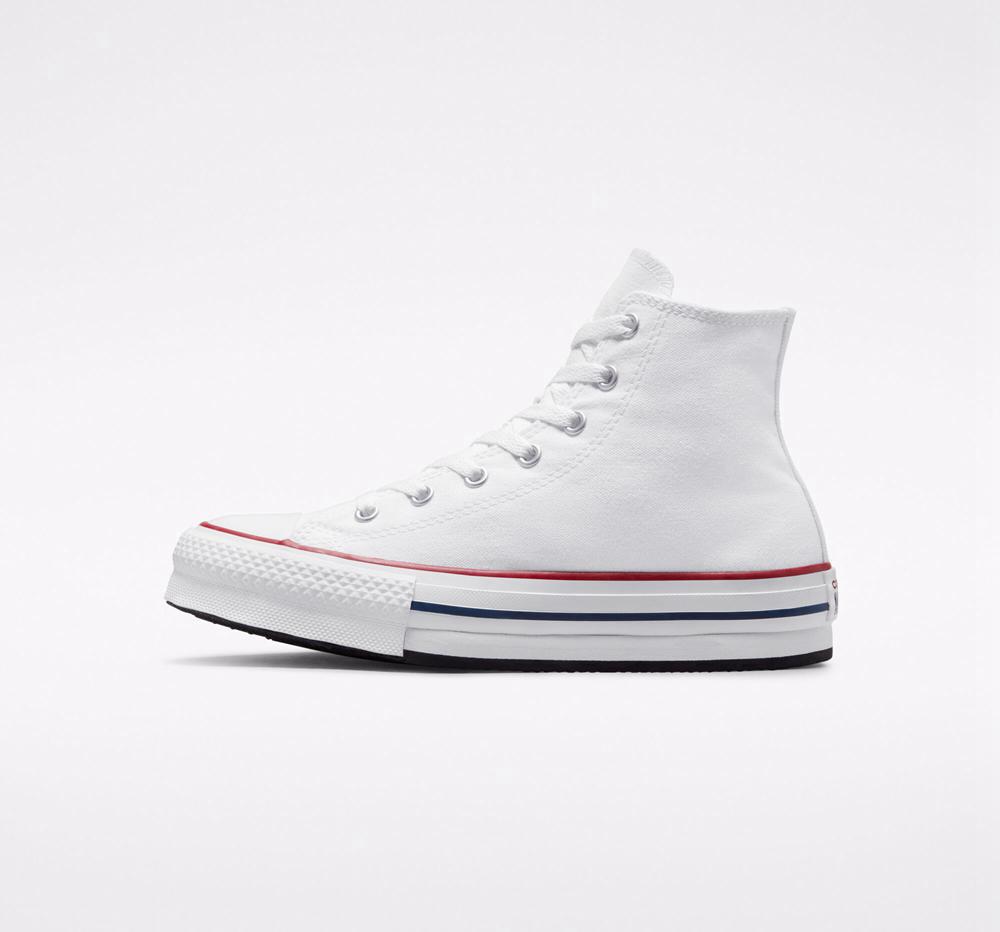 Dívčí Vysoké Converse Chuck Taylor All Star Lift Platformy Big Kids Bílé Tmavě Blankyt | 065712RNJ