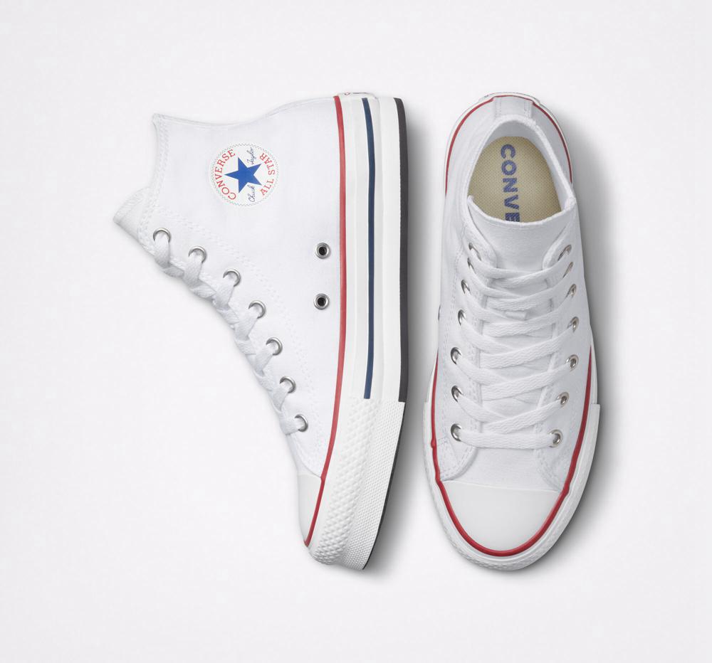 Dívčí Vysoké Converse Chuck Taylor All Star Lift Platformy Big Kids Bílé Tmavě Blankyt | 065712RNJ