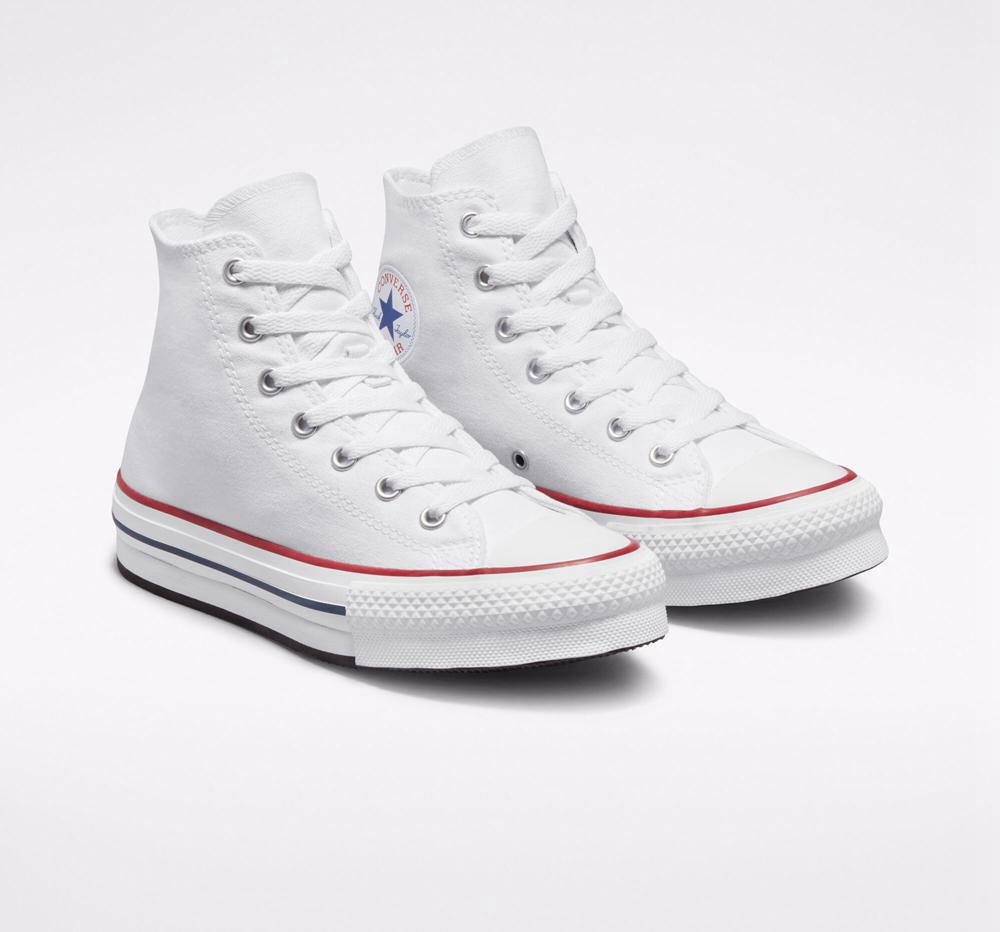 Dívčí Vysoké Converse Chuck Taylor All Star Lift Platformy Big Kids Bílé Tmavě Blankyt | 065712RNJ