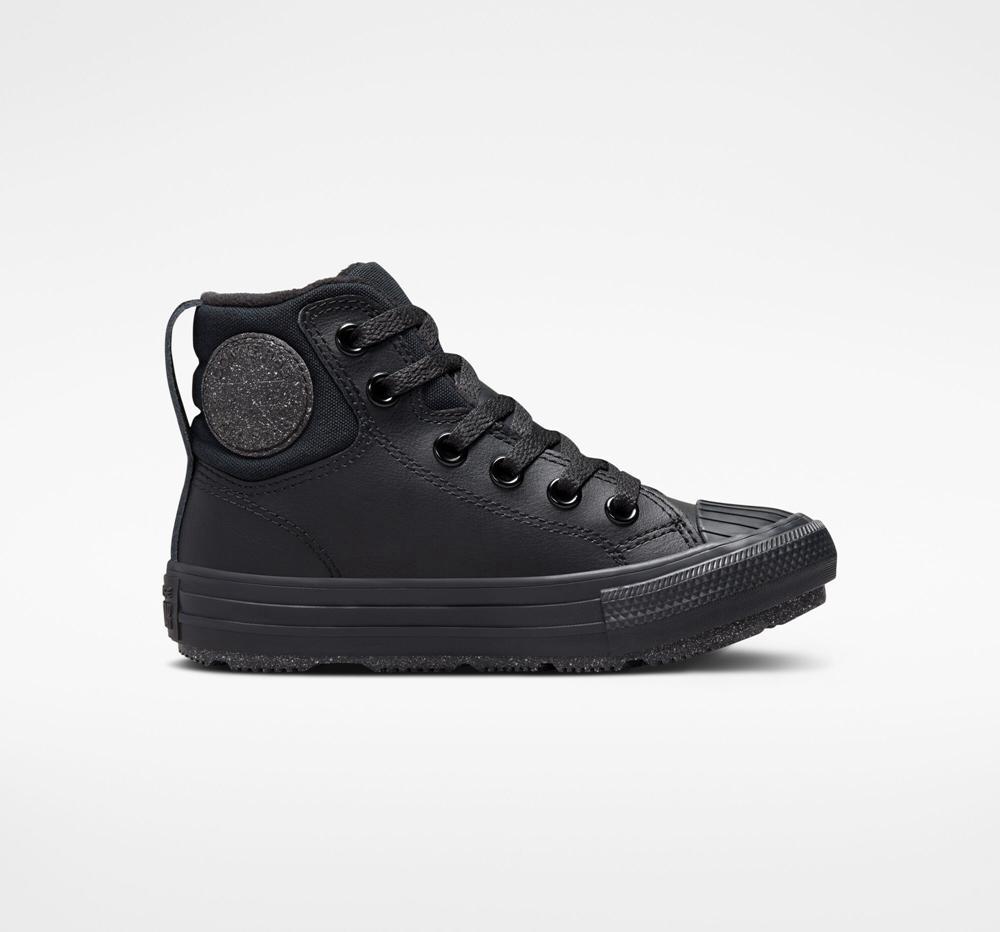 Dívčí Vysoké Converse Chuck Taylor All Star Berkshire Boot Læder Little Kids Černé Černé Šedé | 125067BDY