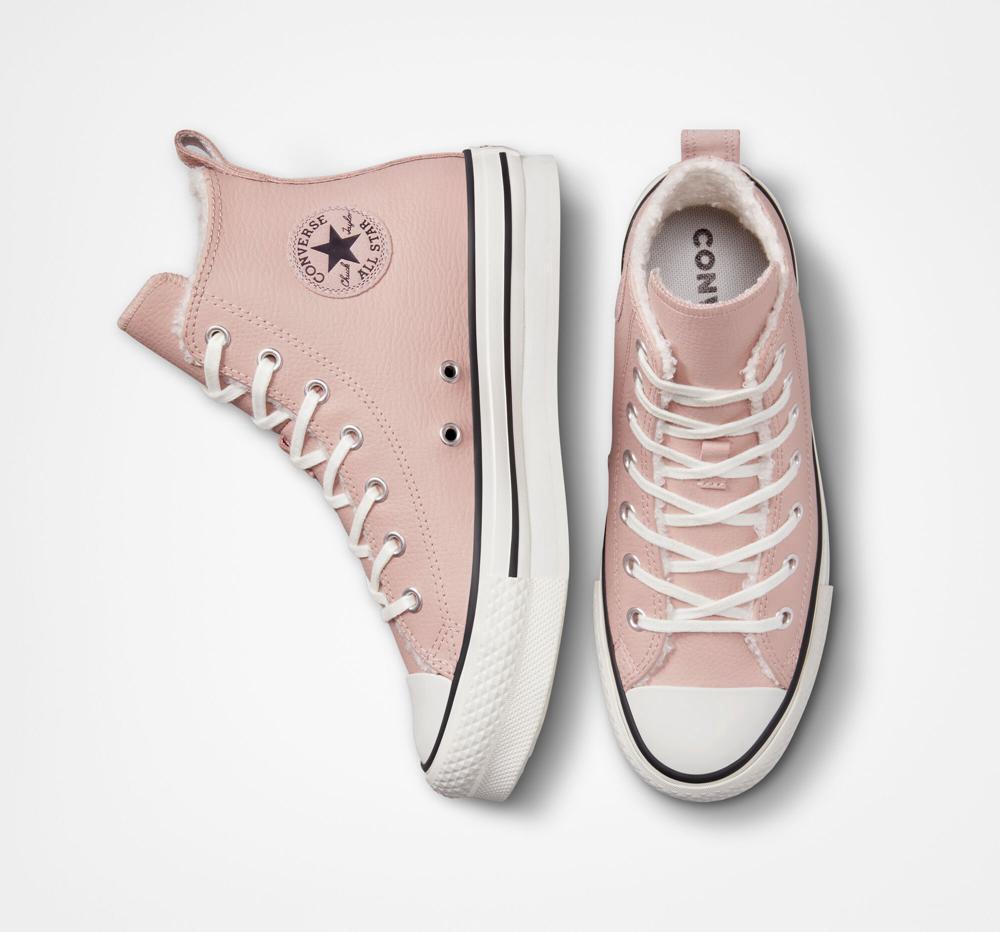 Dívčí Vysoké Converse Chuck Taylor All Star Eva Lift Platformy Podšité Læder Big Kids Růžové Bílé | 218546BEY