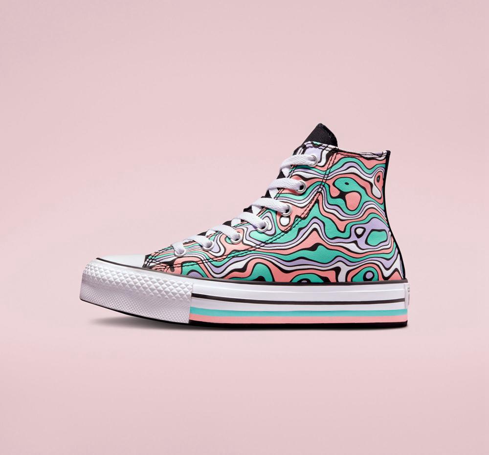 Dívčí Vysoké Converse Chuck Taylor All Star Lift Platformy Color Swirl Big Kids Světle Koralove | 249637ZAG