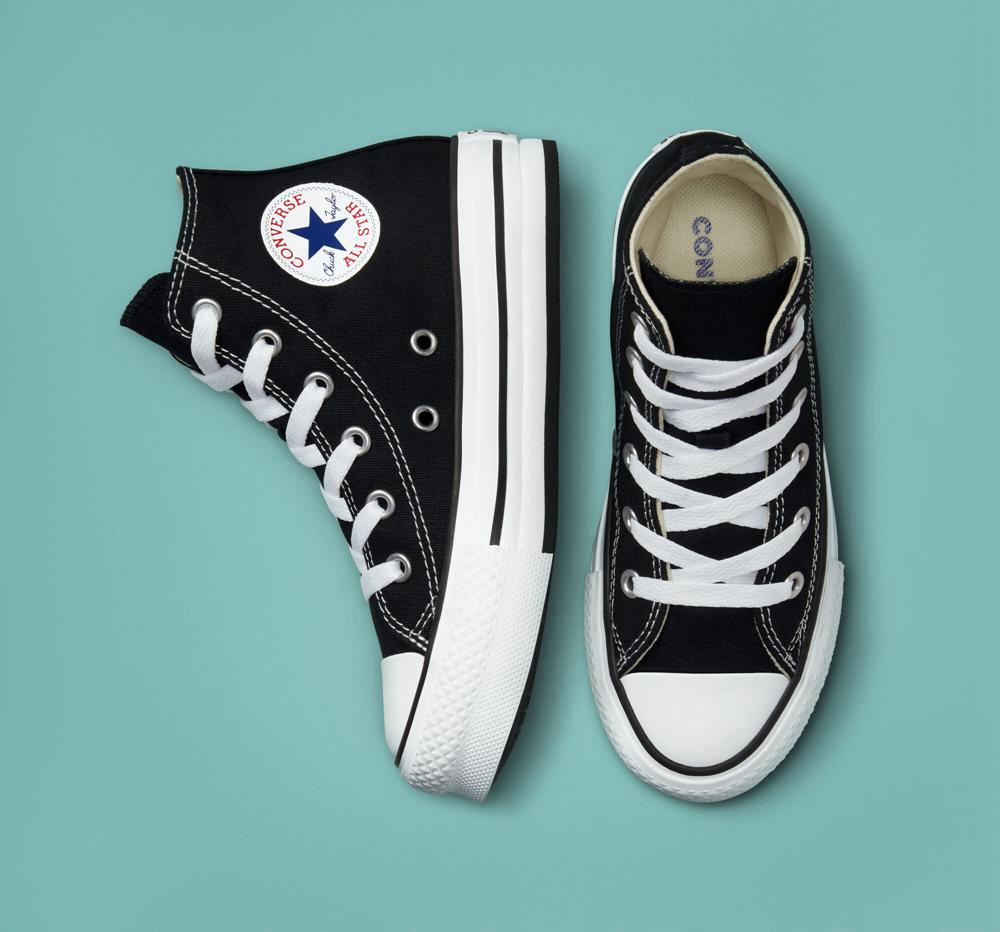 Dívčí Vysoké Converse Chuck Taylor All Star Lift Platformy Little Kids Černé Bílé Černé | 316028UVK