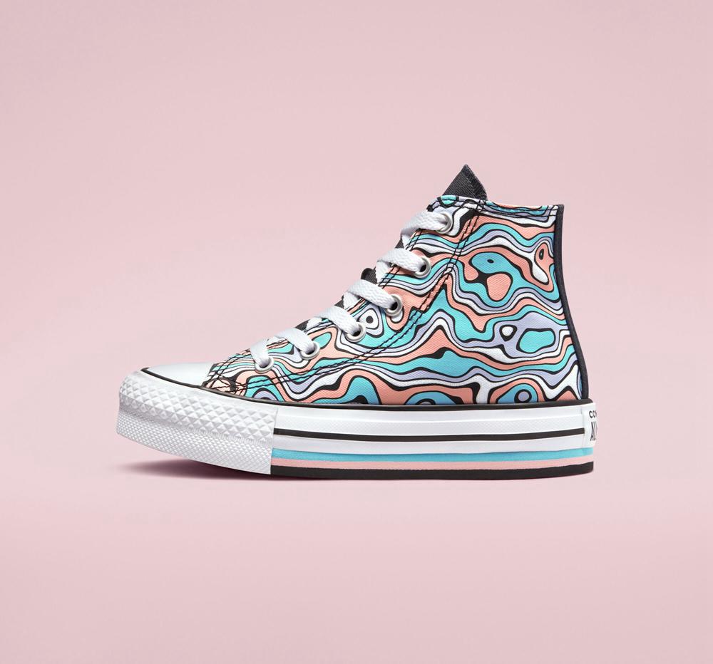 Dívčí Vysoké Converse Chuck Taylor All Star Lift Platformy Color Swirl Little Kids Světle Koralove | 368205HIQ