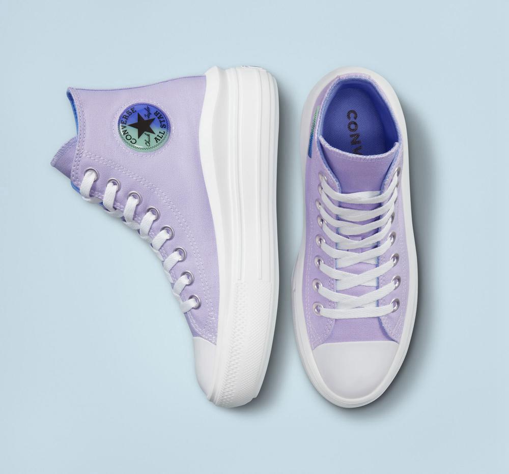 Dívčí Vysoké Converse Chuck Taylor All Star Move Platformy Gel Patch Big Kids Fialové Královská Modrá | 456379WOC