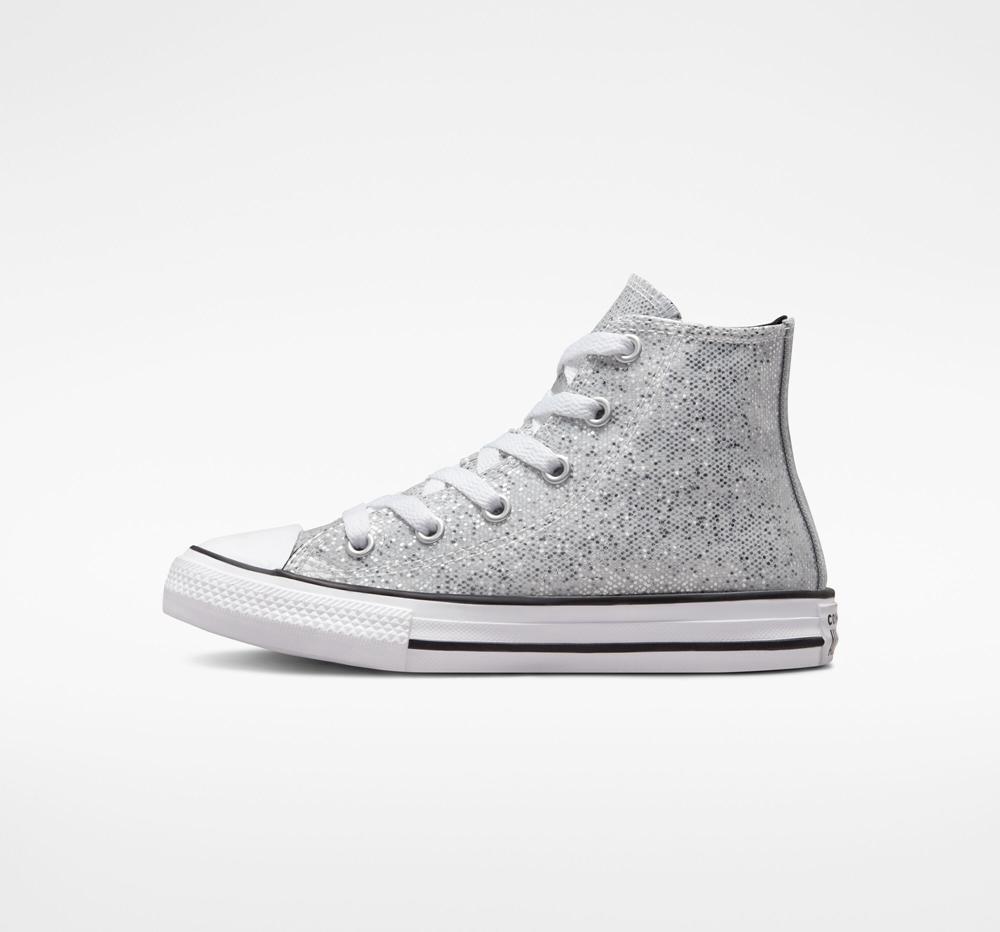 Dívčí Vysoké Converse Chuck Taylor All Star Glitter Little Kids Stříbrné Černé | 563910COU