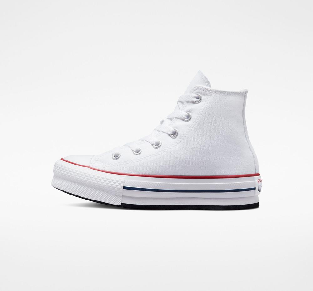 Dívčí Vysoké Converse Chuck Taylor All Star Lift Platformy Little Kids Bílé Tmavě Blankyt | 572430QWK